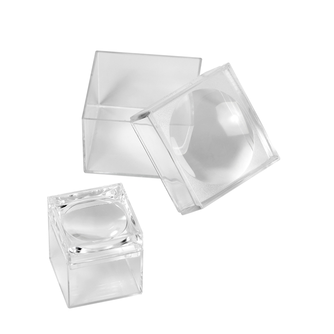 Dose mit Lupe 25 x 25 x 25 mm